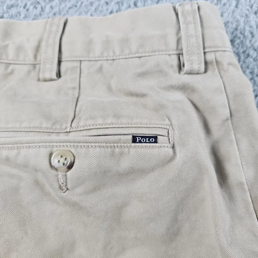 Polo Ralph Lauren Pants Mens 36x30 Beige Chino Classic Flat Front Preppy Casual
